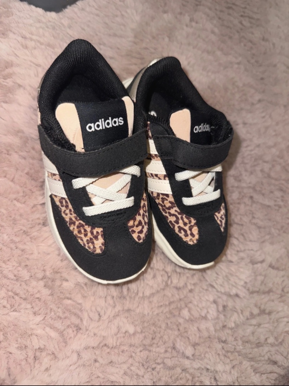 adidas Kids Black and Leopard Print Runner Shoes